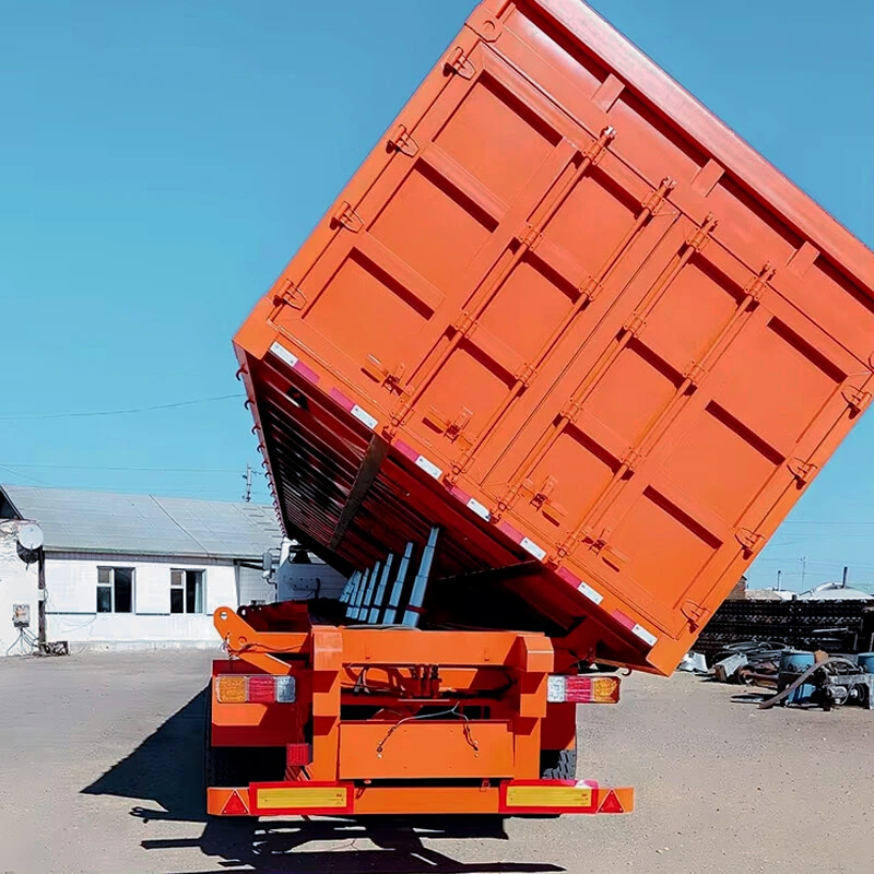 Efficient Loading And Unloading Cargo Tri-axle Side Tipper Trailer 70 Tons Heavy Loads Dump Trucks