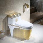 Luxury Bathroom Golden Single Piece Toilet Bowl Ceramic Sanitary Ware
