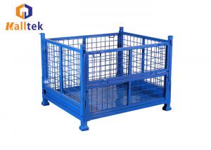 China 1000kg Powder Coating Steel Foldable Pallet Storage Cage on sale