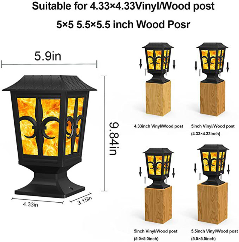 IP 65 Outdoor Solar Wall Lights 3.2V Fire Flame Waterproof Garden LED Wall Lamp