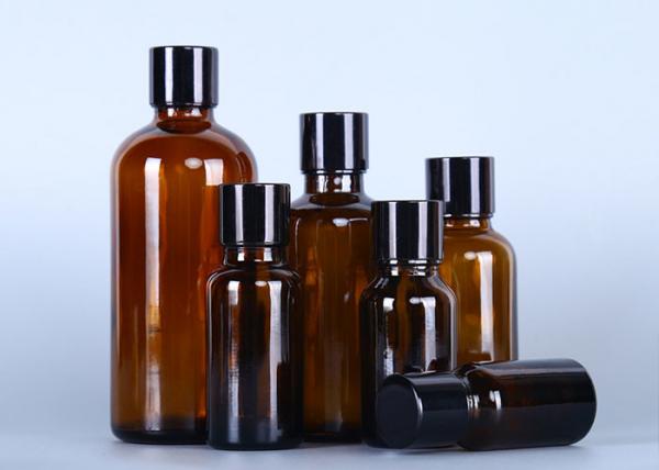 Quality Brown Small Glass Oil Bottles , Essential Oil Glass Bottles With Various Lid for sale
