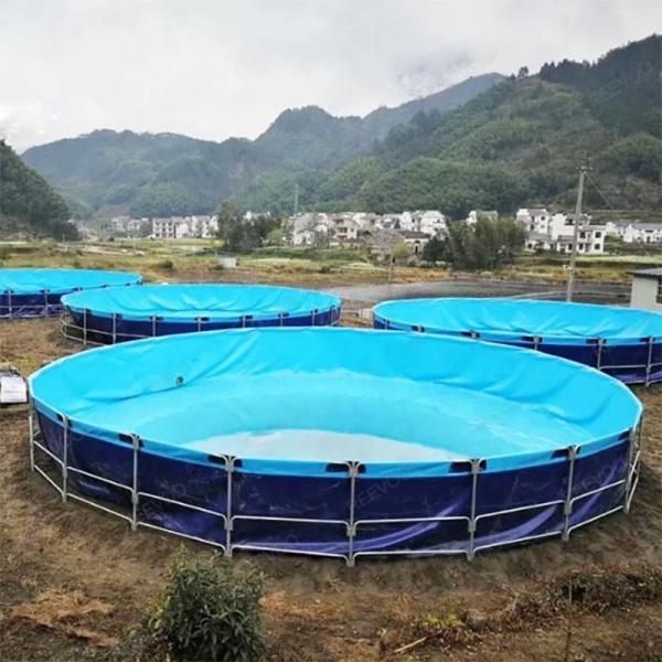 Large Flexible Water Tank Round Aquaculture Tanks UV Resistant PVC Biofloc Fish