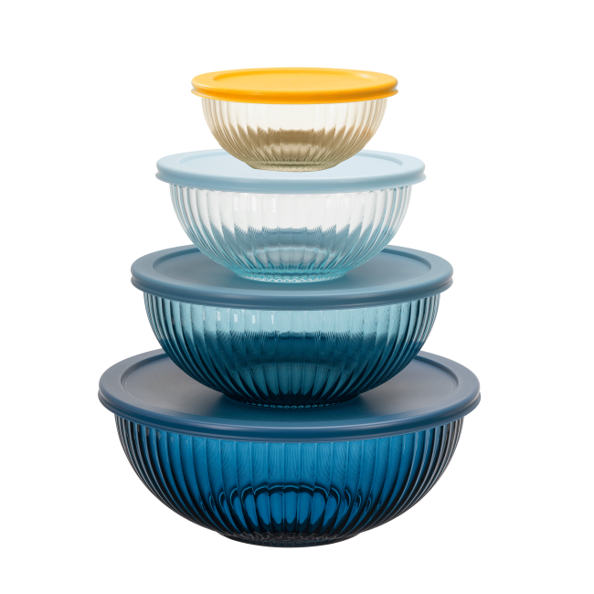 Borosilicate Glass Mixing Bowl 500ml-3500ml with PE Lid