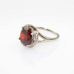 White Gold Plated 925 Silver with 9mmx11mm Pink Cubic Zirconia Ring(R166)