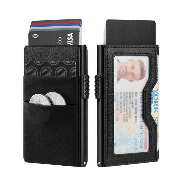 Custom Logo Business Slim Wallet Credit Card Holder Rfid Blocking Aluminum Pop