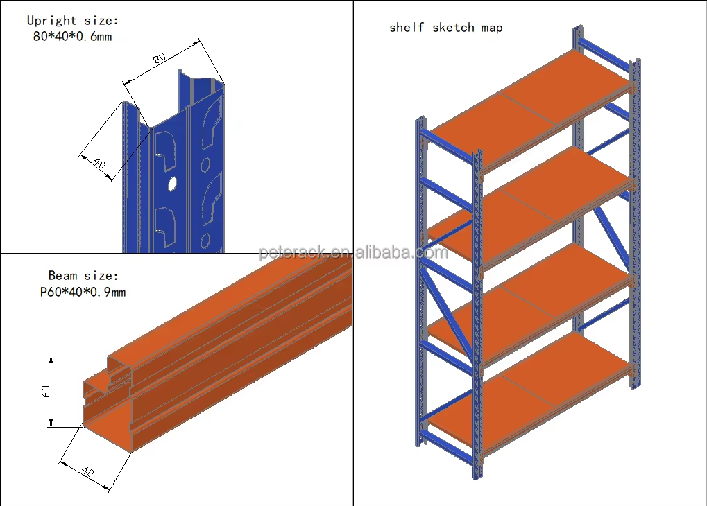 300kg Boltless Medium Duty Long Span Racking System for Forklift Access