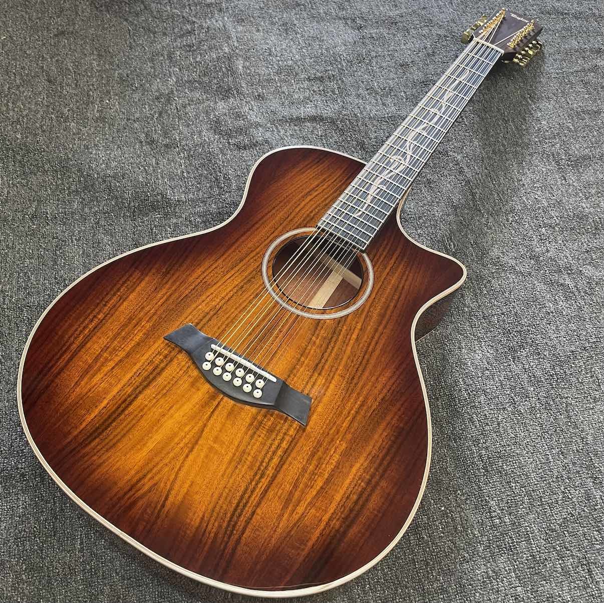 Custom 6 Strings KOA Wood Taylor Style Acoustic Guitar Glossing Finish Body Matt Neck Open Tuner