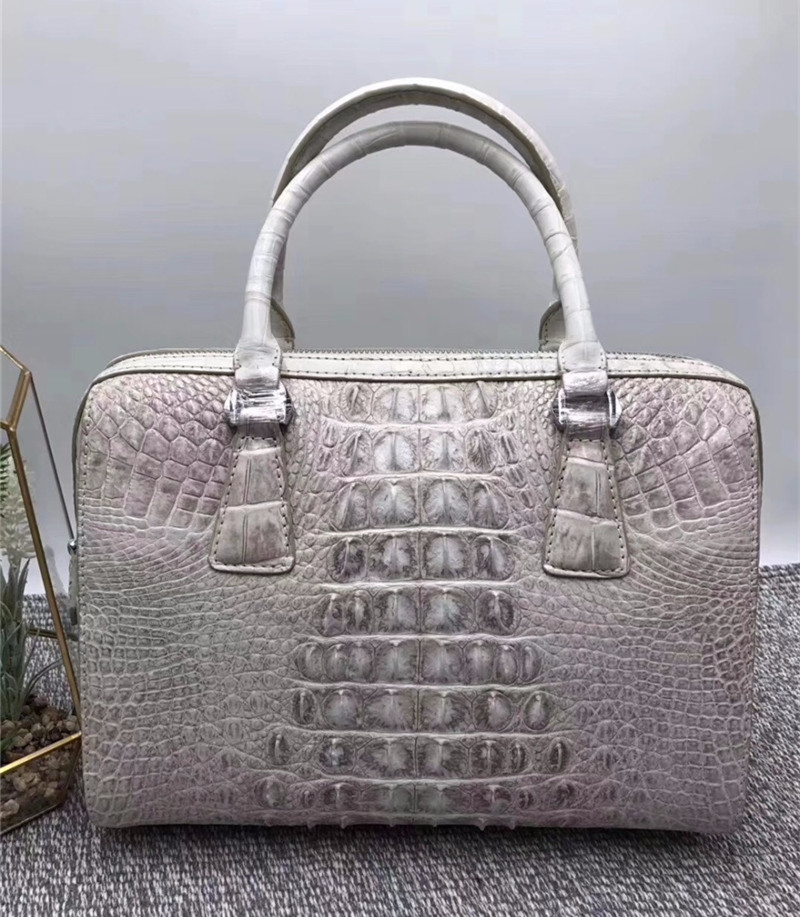 Genuine Real Alligator Skin Women Boston Purse Lady Handbag Exotic Authentic Crocodile Leather Female Cross Shoulder Bag