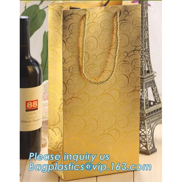 Printed Luxury Wide Base Brown Kraft Paper Carrier Bag,coating black luxury paper carrier bag for printing with ribbon
