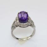 Gemstone Jewelry 8mmx10mm Ruby Cubic Zirconia 925 Silver Ring (R74)