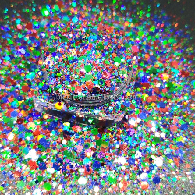 Excellent Nail Art Effect in Chunky Polyester Shifting Glitter for Mixed Chameleon Glitter