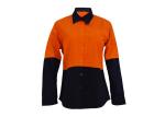 Spring / Summer Womens Workwear Shirts , Ladies Cotton Work Shirts Long Sleeve