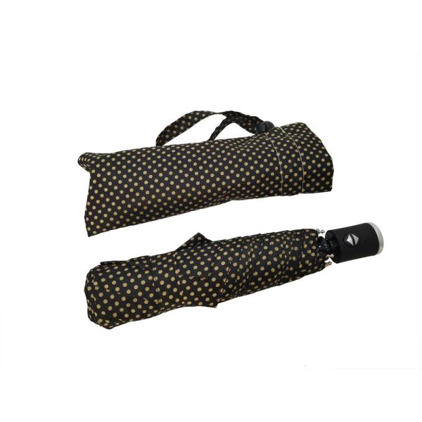 Quality Black 3 Folding Auto Open Close Umbrella Superlight Weight Black Rubber Coating Plastic Handle for sale