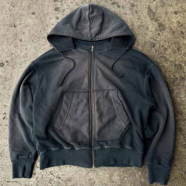Vintage Style Printed Unisex Hoodies Fleece Blank Heavyweight French Terry Zip