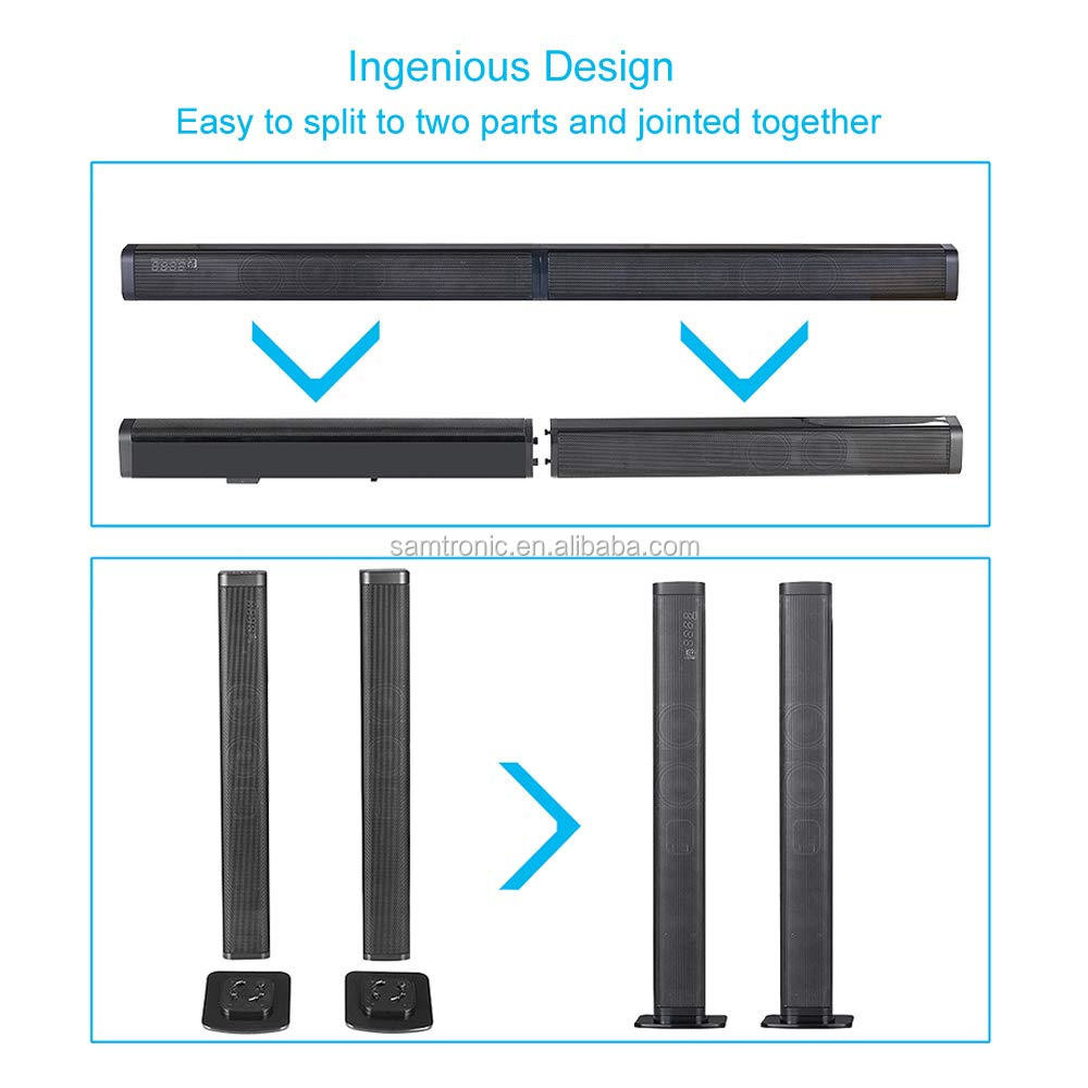 2-Inch Woofer 4 x 2.0 Channel Wireless Bluetooth Soundbar Speaker with ABS Metal Cover