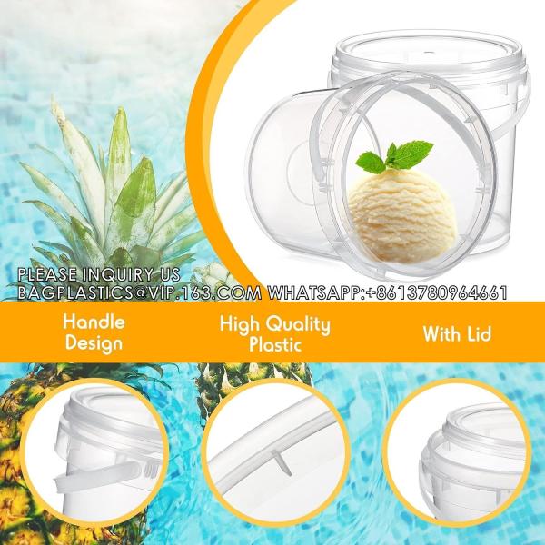 2L Ice Cream Bucket Reusable Ice Cream Freezer Storage Containers With Lids Transparent Tub For Homemade