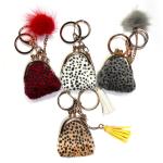 Dark Red Polyester Engraved Logo Coin Bag Keychain With Pom Pom Decoration
