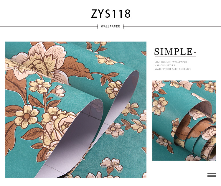 Floral 3D Brick PVC Self Adhesive Wallpaper Roll Heat Insulation