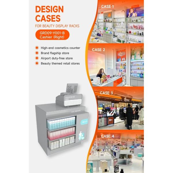 GDR09-Y001-B Retail Display Counter with 5mm Gray Glass and Cash Register Compartment for Mall Booths