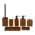 Square Shape Walnut Wood Bathroom Accessories Sets Bathroom Vanity Sets For