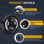 Motorcycle Headlights with Housing Bucket 7Inch Round LED DRL and Amber Turn