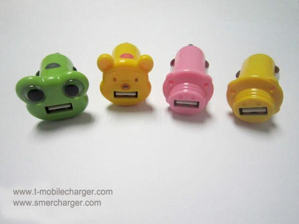 cute cartoon USB charger /portable mini car charger/car accessories/Iphone