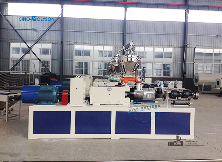 65/132mm Conical Twin Screw Extruder Production Line With Siemens / Schneider Breaker