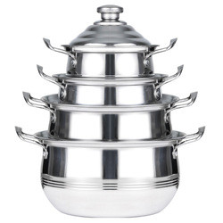 Multifunction Stackable Flat Bottom Kitchen Cooking Pot Set Stainless Steel