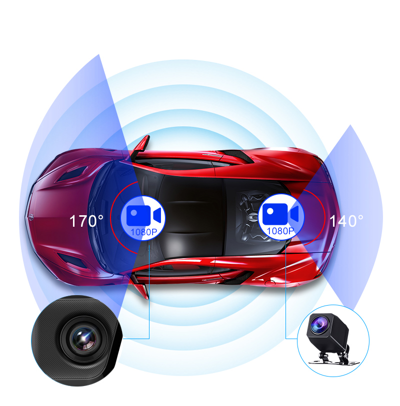 1440P Rear View 2K Dash Camera Rearview Mirror Dual Channel Recorder
