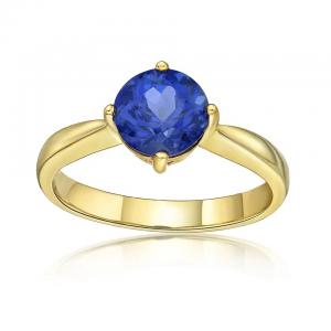 Wholesale 925 Sterling Silver 14K Gold Jewelry Tanzanite Ring Round Brilliant Cut Tanzanite Diamond Solitaire Ring from china suppliers