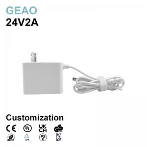 China Light 24V 2A Wall Mount Power Adapters With Surge Protection on sale