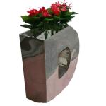 Silver flower pots on the balkon letters metal planters
