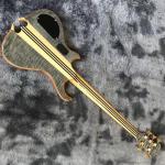 Custom Grand Neck Through Body Flamed Maple Top 5 Strings Bass Guitar Alem Cut