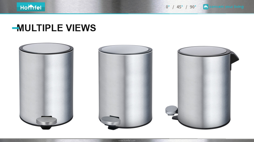 Soft Close Stainless Steel Garbage Can With Foot Pedal , Pedal Bin Trash Can