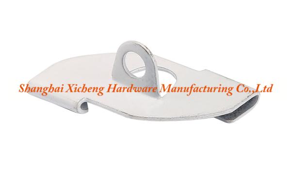 White Powder Coated Metal Stamping Parts , Hardened Steel Horizontal Clip With