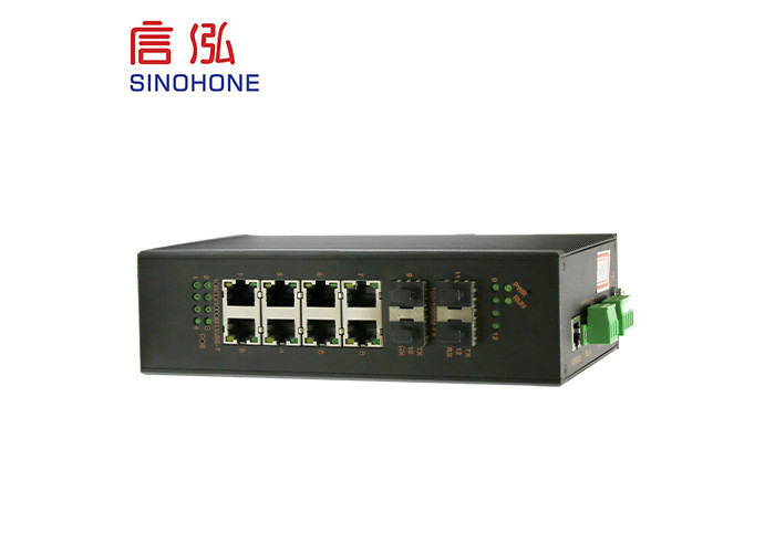 12 Ports Industrial POE Gigabit Fiber Optic Network Switch With WEB Management