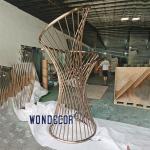 Large abstract outdoor square geometric metal art cross spiral circular tube