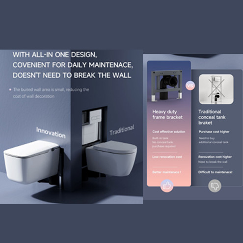 Smart Wall-Hung Toilet with Auto Flush Heated Seat Remote Control for Home or Office Elongated & Round Bowl Smart Toilets