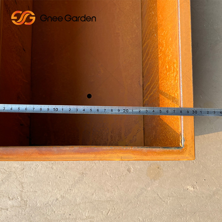 Flower Pot with Metal with Solid Wood and Composite Timber Pot Stand Flower Pot Holder Corten Steel Planter