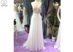 Backless A Line Ball Gown White Black Color Hanging Neck Chiffon Lace Beading