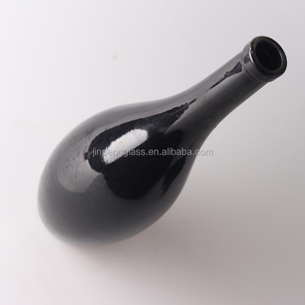 750ml Empty Black Bottle With Cork Mouth and Spray Glass Bottle for Vodka Promotion