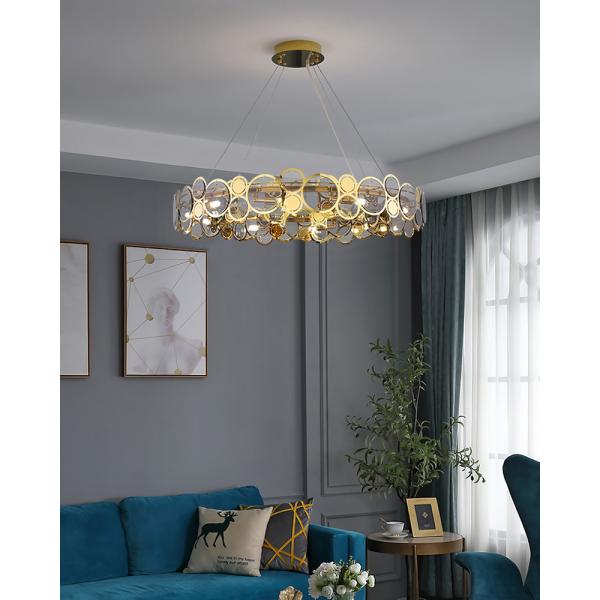 Modern chandelier lighting smoke gray glass round hanging lamp house lights(WH-MI-322)