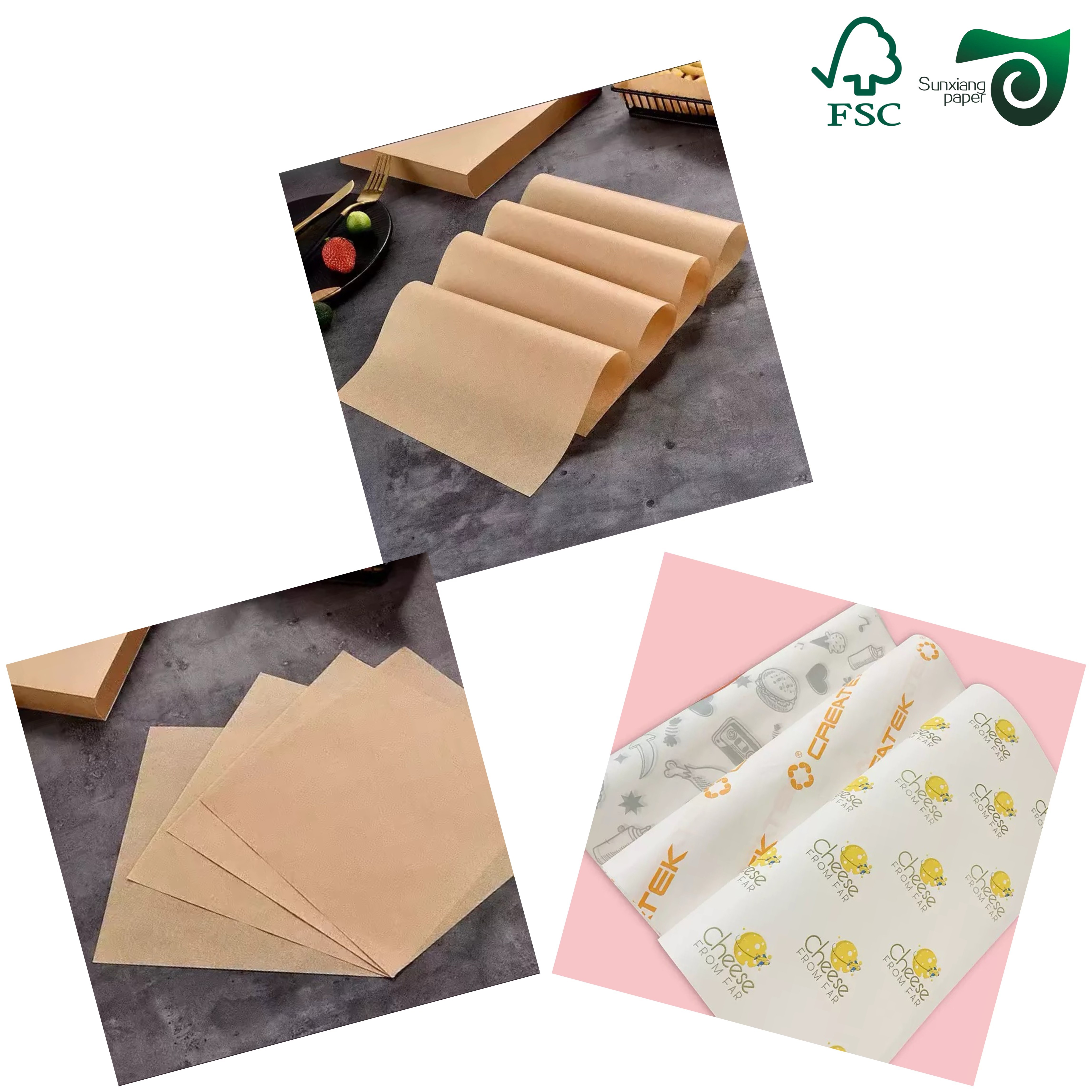 FSC Recyclable Cooking Paper Sheets With Double Side Silicone Coating