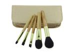 Black Synthetic Hair Golden Ferrule Travel Size Makeup Brushes Wooden Handle