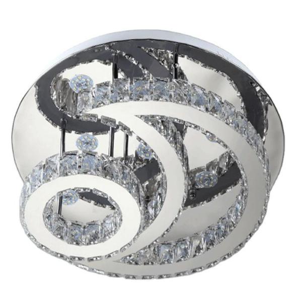 Luxury Stainless Steel LED Ceiling Light Modern Clear Crystal Round Ceiling