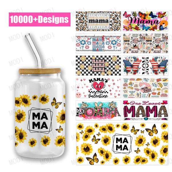 UV DTF Cup Wrap Transfers Custom Logo Libbey Glass Tumbler For Mama'S Day