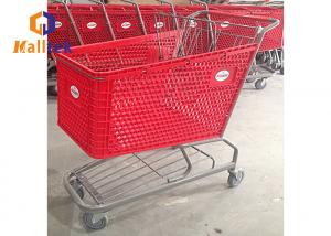 China 100L Supermarket Plastic Shopping Cart With TPR Wheels on sale
