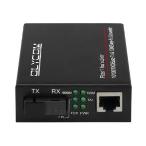 Wholesale Mini Single Core 100/1000M Unmanaged Media Converter Single Mode Black from china suppliers