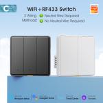 Tuya WiFi RF433 Smart Wall Switch, 110-250V, No Neutral Wire Required, Voice