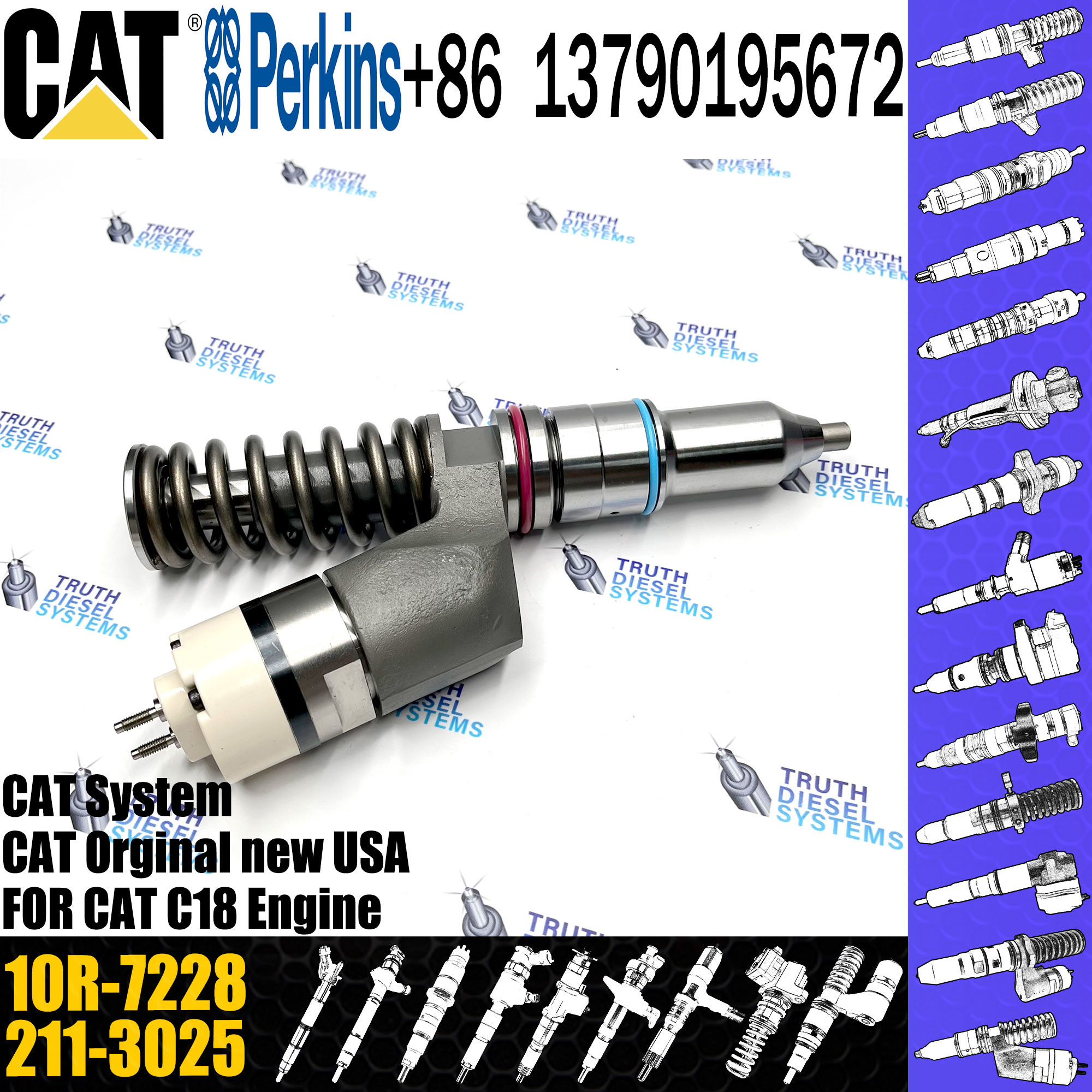 Diesel Engine Common Rail Fuel Injector 291-5911 10R-9787 211-3026 276-8307 10R-7228 For Engine C18